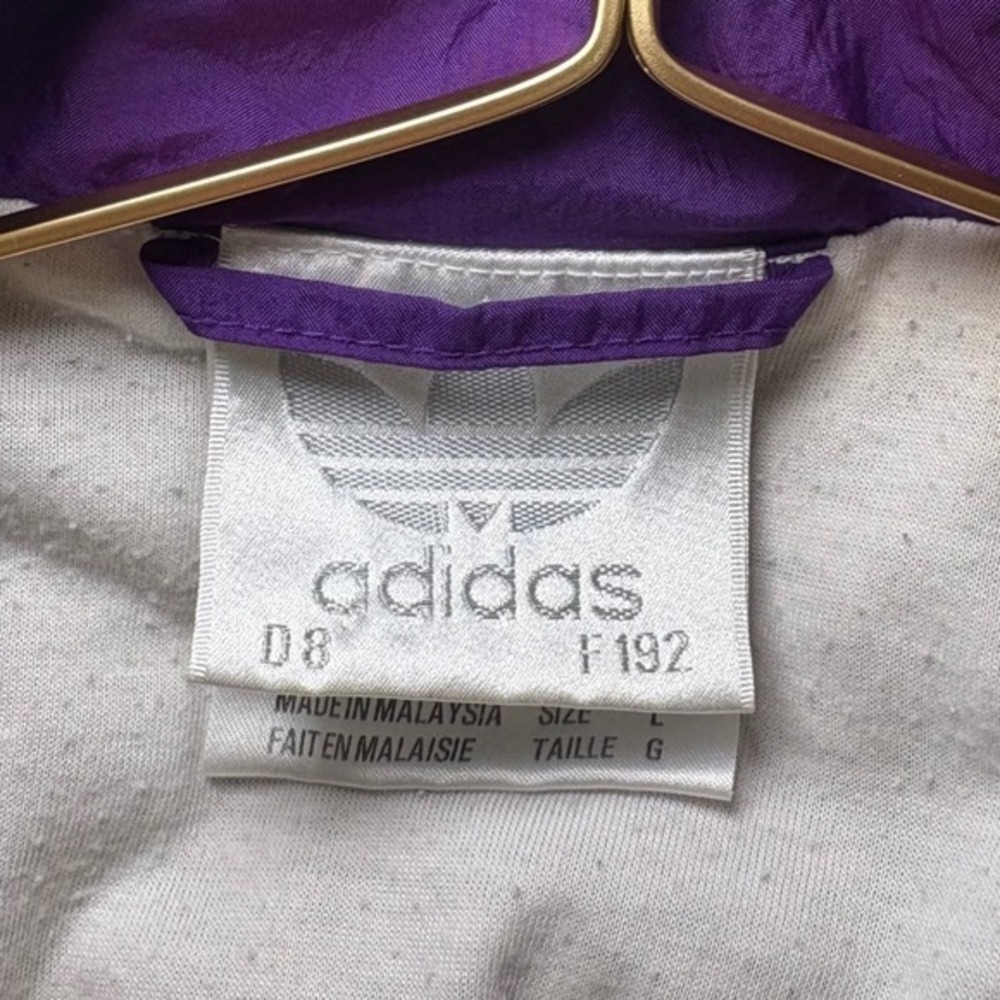 VINTAGE Adidas Track Jacket Purple Navy Blue Retro 90s Trefoil Large D8 F192 - Picture 6 of 11